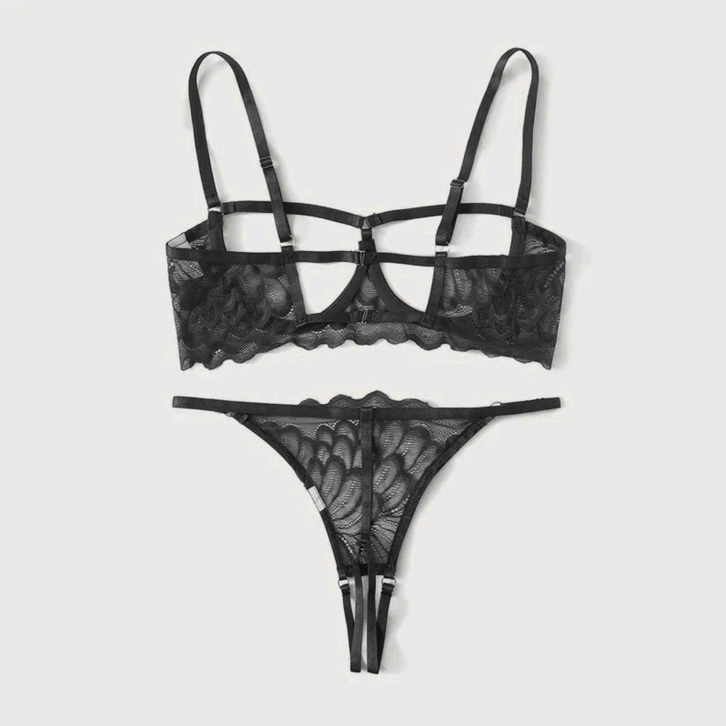 2-Piece Peek-a-boo Bra and Crotchless G-String Set - S/M/L/XL-0