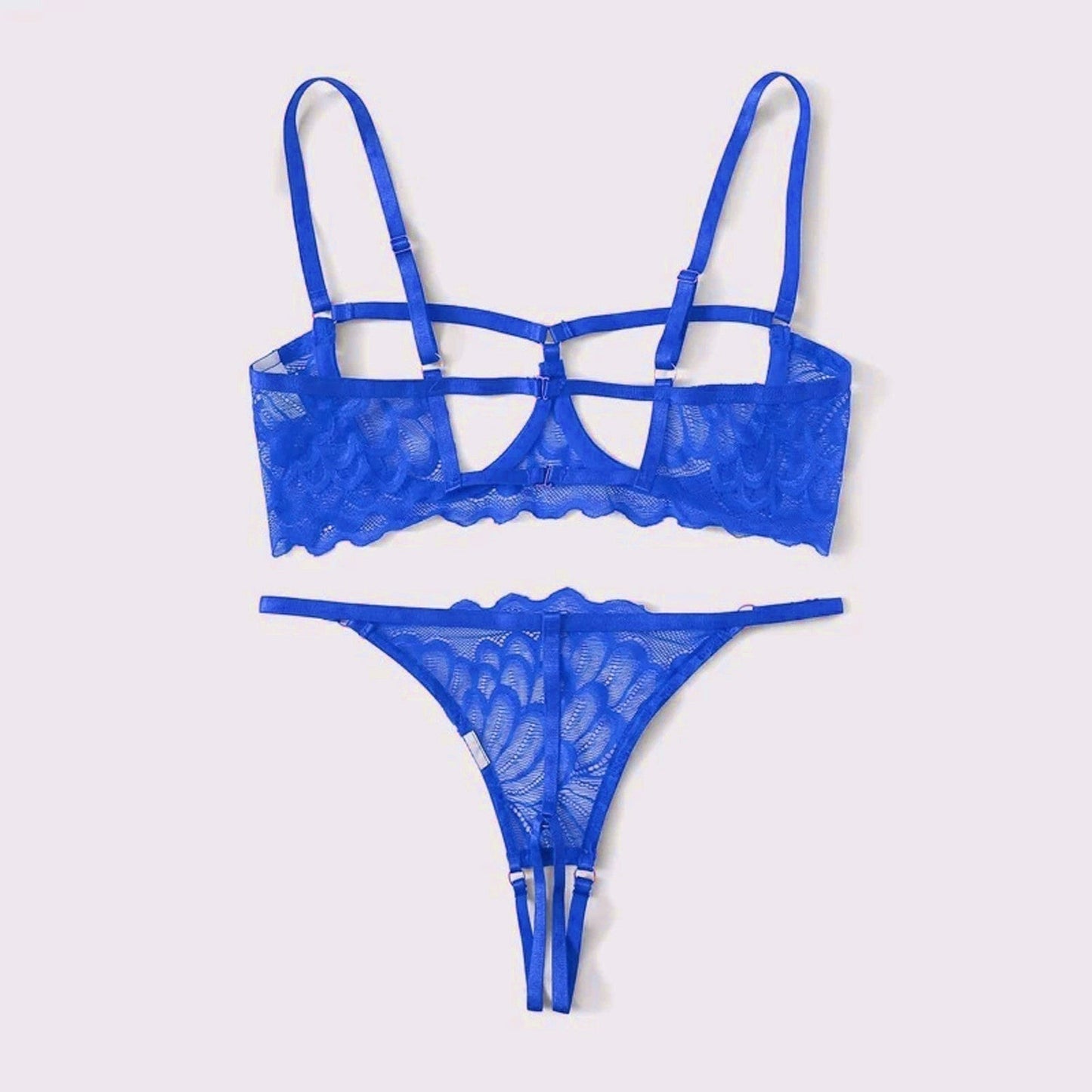 2-Piece Peek-a-boo Bra and Crotchless G-String Set - S/M/L/XL-2