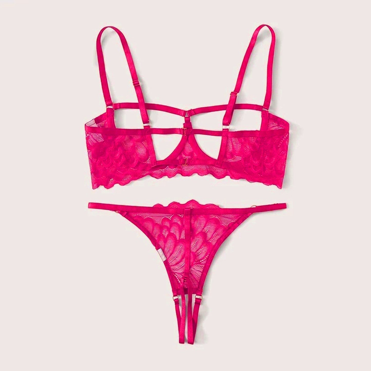 2-Piece Peek-a-boo Bra and Crotchless G-String Set - S/M/L/XL-5
